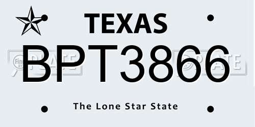 BPT3866 Texas License Plate