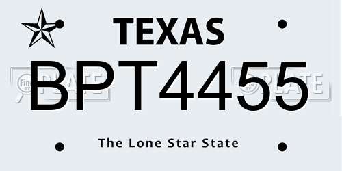 BPT4455 Texas License Plate