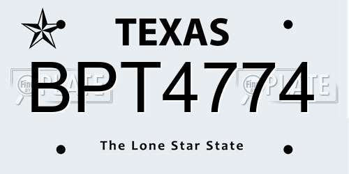 BPT4774 Texas License Plate