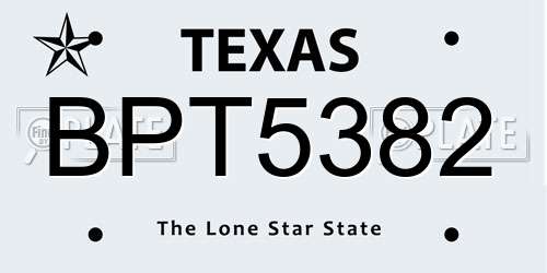 BPT5382 Texas License Plate