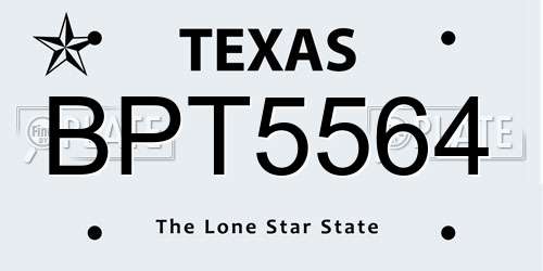 BPT5564 Texas License Plate