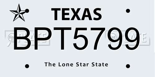 BPT5799 Texas License Plate