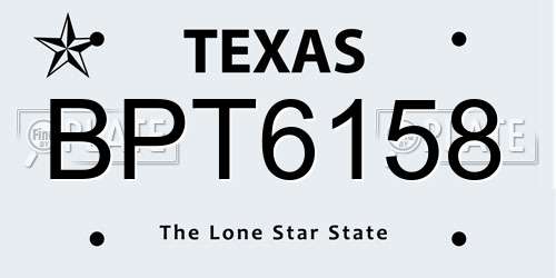 BPT6158 Texas License Plate