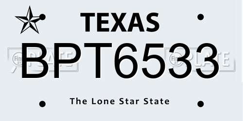 BPT6533 Texas License Plate