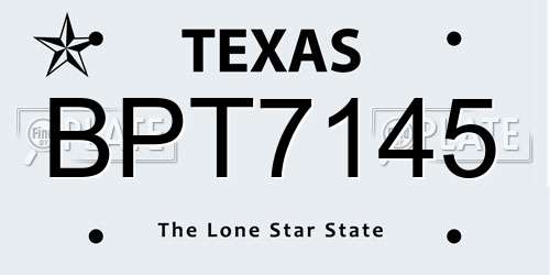 BPT7145 Texas License Plate