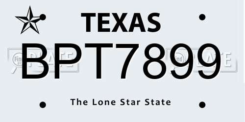 BPT7899 Texas License Plate