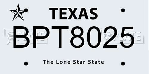 BPT8025 Texas License Plate