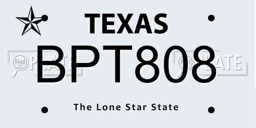 BPT808 Texas License Plate