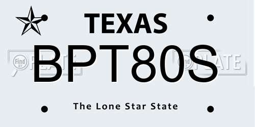 BPT80S Texas License Plate