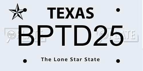 BPTD25 Texas License Plate