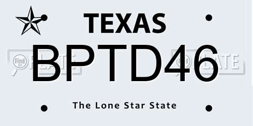 BPTD46 Texas License Plate