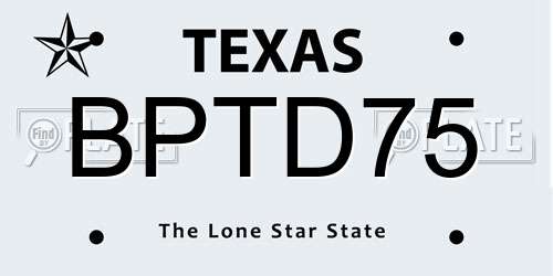 BPTD75 Texas License Plate