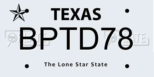BPTD78 Texas License Plate