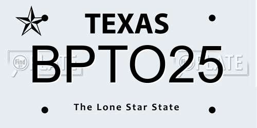 BPTO25 Texas License Plate