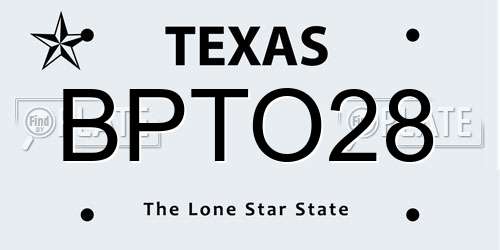 BPTO28 Texas License Plate