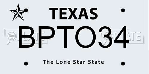 BPTO34 Texas License Plate