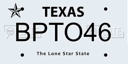 BPTO46 Texas License Plate
