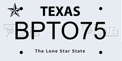BPTO75 Texas License Plate