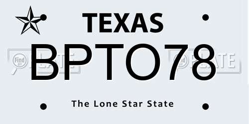 BPTO78 Texas License Plate