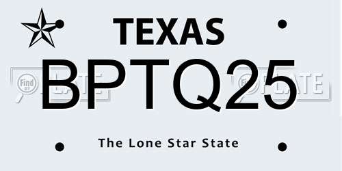 BPTQ25 Texas License Plate