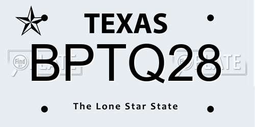 BPTQ28 Texas License Plate
