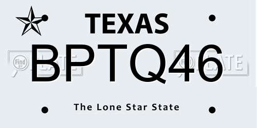 BPTQ46 Texas License Plate