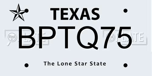 BPTQ75 Texas License Plate
