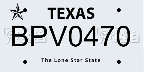 BPV0470 Texas License Plate