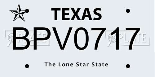 BPV0717 Texas License Plate