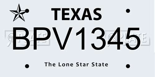 BPV1345 Texas License Plate