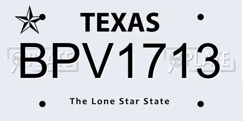 BPV1713 Texas License Plate