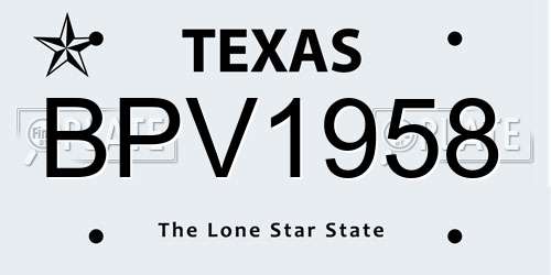 BPV1958 Texas License Plate