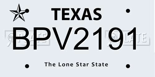 BPV2191 Texas License Plate