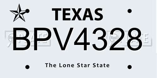 BPV4328 Texas License Plate