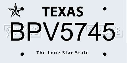 BPV5745 Texas License Plate