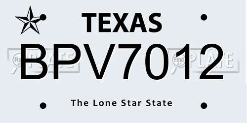 BPV7012 Texas License Plate