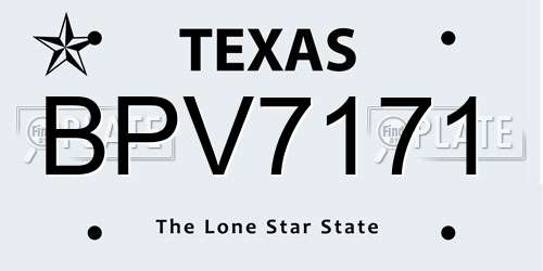 BPV7171 Texas License Plate