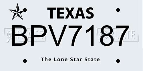 BPV7187 Texas License Plate