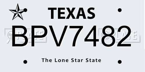 BPV7482 Texas License Plate