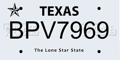 BPV7969 Texas License Plate