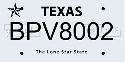 BPV8002 Texas License Plate