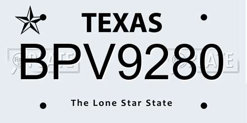 BPV9280 Texas License Plate