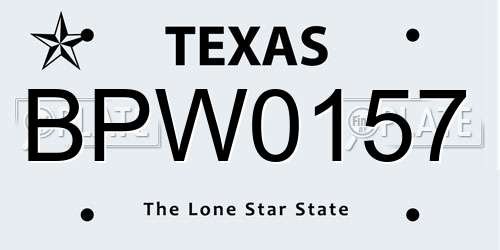 BPW0157 Texas License Plate