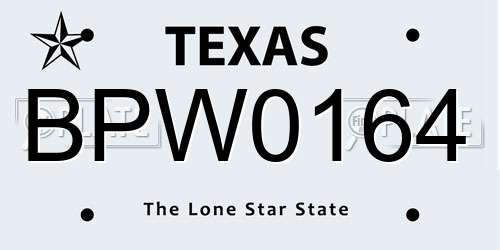 BPW0164 Texas License Plate