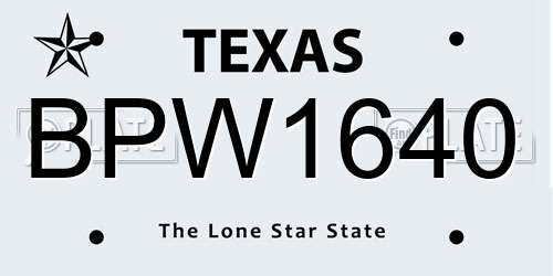 BPW1640 Texas License Plate