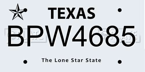 BPW4685 Texas License Plate