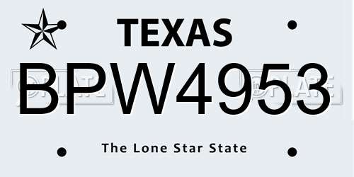 BPW4953 Texas License Plate