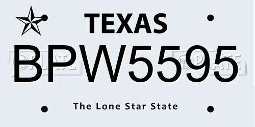 BPW5595 Texas License Plate