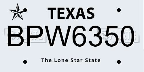 BPW6350 Texas License Plate