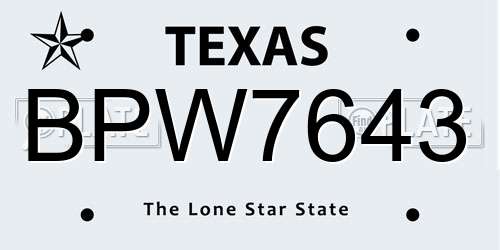 BPW7643 Texas License Plate